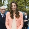Kate Middleton wearing pink walking for cameras